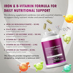 Organic Iron High Potency with Vitamin C, Folic Acid - High-Absorption Formula Vitamin B1, Vitamin B6, Vitamin B12 - Support Blood Building - 150 Count