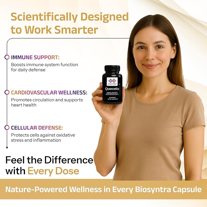 Pure Quercetin 500mg - Pure Quercetin Capsules for Immune Support & Cellular Protection – Gluten-Free, Non-GMO, 120 Capsules