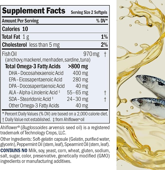 ANDREW LESSMAN Essential Omega-3 Mint - 360 Softgels - Ultra-Pure, High Potency Omega-3 Oils. High DHA, No Stomach Upset, No Contaminants, No Mercury. Small Easy to Swallow Softgels