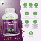 Purely Holistic Grape Seed Extract - 250 Vegan Capsules - 8+ Month Supply - Standardized to 95% Polyphenols - Maximum Strength Grapeseed - Non-GMO & Pesticide Free