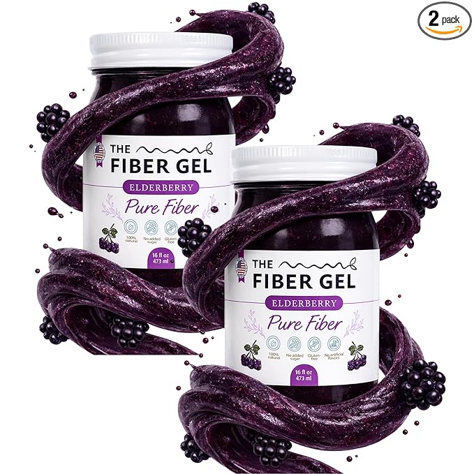 The Fiber Gel High Dietary Fiber Prebiotic Gel Formula — 100% Natural & Clean Label — Plant-Based Psyllium Husk & Inulin Complex — Keto Friendly, Vegan, No Added Sugar — Elderberry, 32 oz