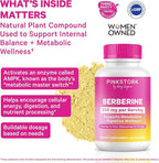 Pink Stork Berberine 500mg - Nature's GLP-1 Supplement - Daily AMPK Metabolic Activator - 500-1000 mg Metabolism + Gut Health for Women | Third-Party Tested | Vegan | Non-GMO| 30 Capsules
