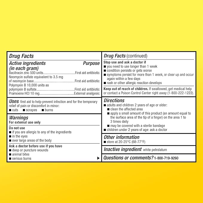 Amazon Basic Care First Aid Antibiotic Burn Relief, Maximum Strength Triple Antibiotic Ointment, 1 Ounce (Pack of 6)