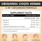 ZEBORA Ubiquinol CoQ10 400mg Softgels with Vitamin C & Vitamin E & Selenium, Max-Absorption, 4-in-1 Powerful Antioxidant, Supports Heart Health & Energy-Production,120 Softgels