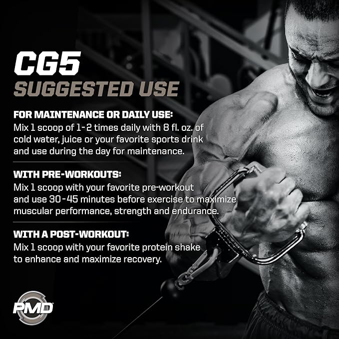 PMD Sports CG5 Premium Creatine & L Glutamine Powder, Power Recovery, Build Lean Muscle, Increase Workout Performance, Maximum Strength Pre Workout & Post Workout, Unflavored, 60 Servings (Pack of 2)