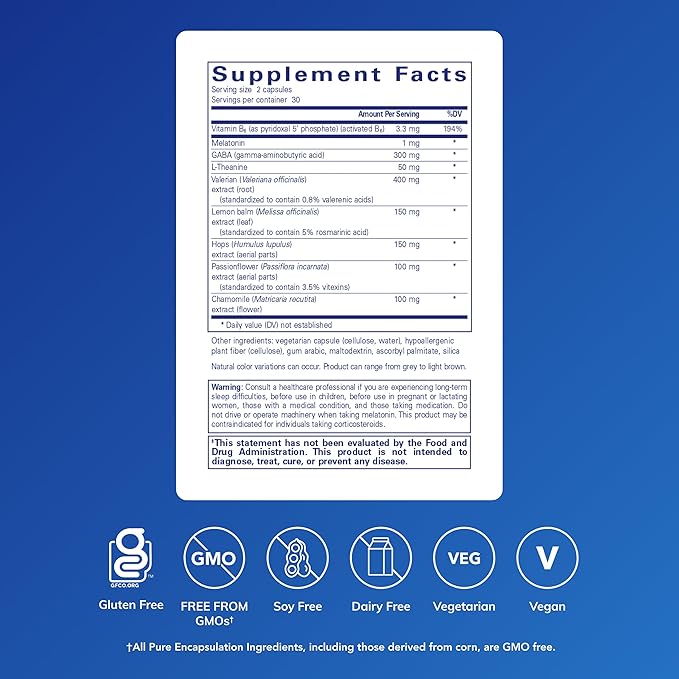 Pure Encapsulations Best-Rest Formula - Supports Restful Sleep - for Relaxation - Restful Sleep Supplement - Non-GMO & Vegan - 60 Capsules