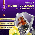7in1 Biotin and Collagen Supplements - Biotin Liquid Drops with B5 Pantothenic Acid, Vitamin C, Vitamin E, Zinc, Hyaluronic Acid - 30ml 1 Fl Oz