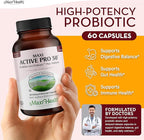 Maxi Health Probiotic Plus Ultimate Prebiotic Advanced Live Probiotics Formula - 50 Billion Live Active Probiotic - 15 Strains - Ultra Protection - Active Pro-50-60 Count