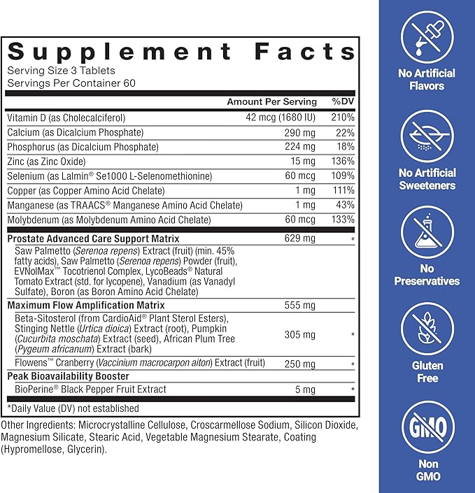 Force Factor Prostate Advanced, Health Supplement for Men for Reducing Nighttime Bathroom Trips, Bladder & Urinary Relief, with Saw Palmetto, Beta-Sitosterol, 180 Tablets, (Pack of 2)