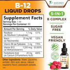B-12 Vitamin Energy Drops (Methylcobalamin) Extra Strength Super B Complex - Sublingual B12 Liquid for Immune Support, Heart Health & Cellular Energy Support, Raspberry Flavored - 2 Fl Oz