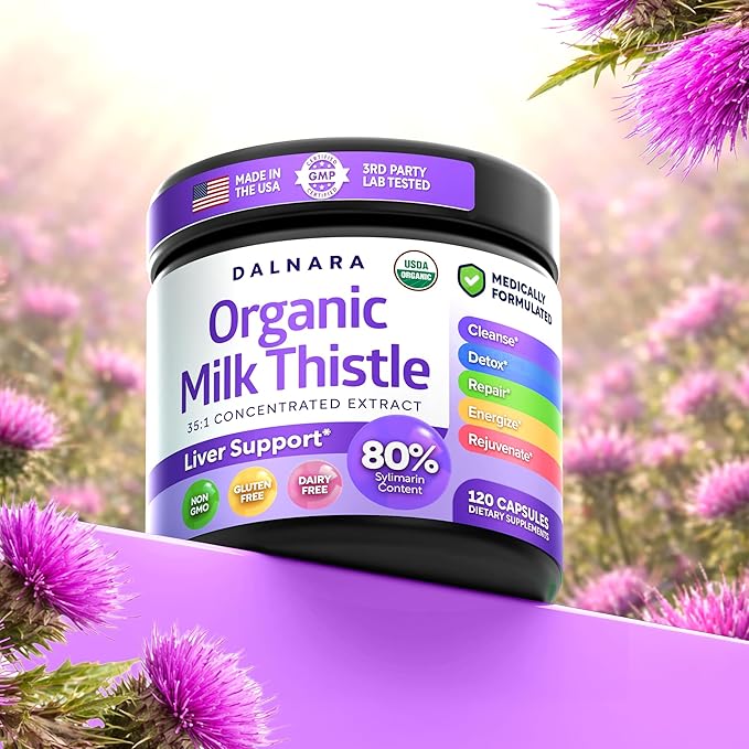 Milk Thistle Capsules 120 Counts, Premium Herbal Liver Support Formula, Non-GMO and Third-Party Tested, Supports Natural Detox, Cleanse & Repair