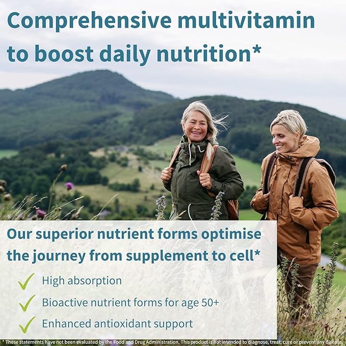 Igennus Methylated Multivitamin for Women 50+, Calcium & Magnesium for Bone Support, Sustained Release & Active B-Vitamins, Iron-Free Formula, Antioxidant Support, Clean Label, 60 Tablets