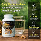 Naturealm Sacred 7 Mushroom 7-in-1 Blend Capsules Supplement (60 Day Supply) | Supports Daily Immune Defense & Focus | Lions Mane, Reishi, Chaga & More | Organic, Premium 100% Fruiting Body Extract