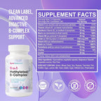 Methylated B-Complex Vitamins - Complete Bioactive Methyl B-Vitamins B12 B6 B9 5-MTHF for Energy Heart Brain & Methylation - Women Men Bio Active Nutrients MTHFR Multivitamins Support