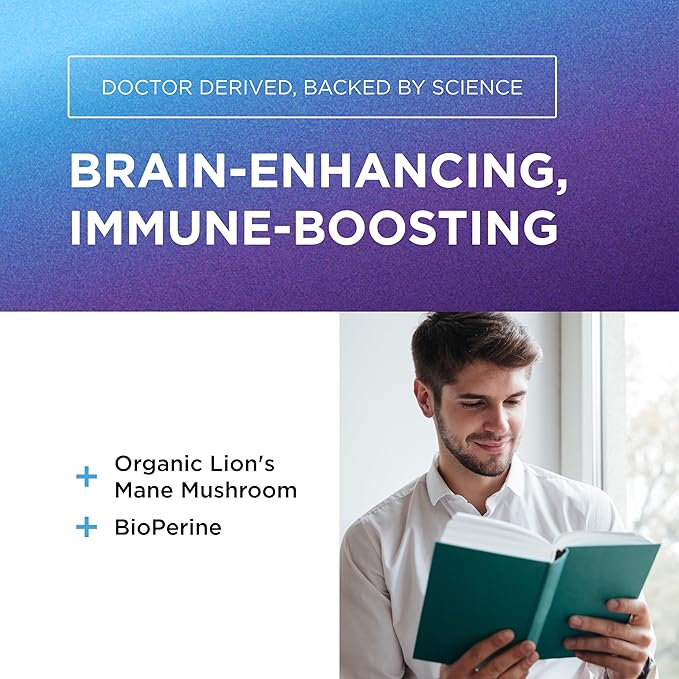Organic Lions Mane Mushroom Supplement for Mental Clarity, Focus & Immune Support - Organic Brain Boosting Nootropic Lions Mane Mushroom Capsules with 100% Organic Lions Mane Extract, 60 Servings