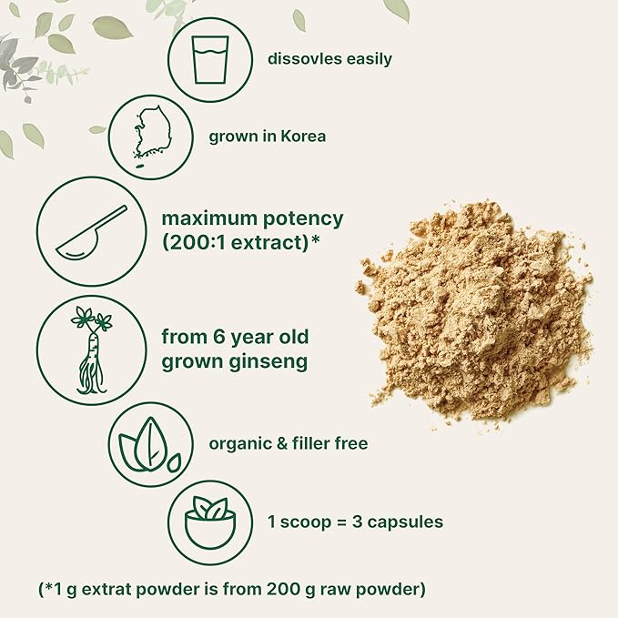 Micro Ingredients Maximum Strength Organic Korean Ginseng Root 200:1 Powder, 4 Ounce, Red Panax Ginseng Powder, Active Ginsenosides, Vegan Friendly