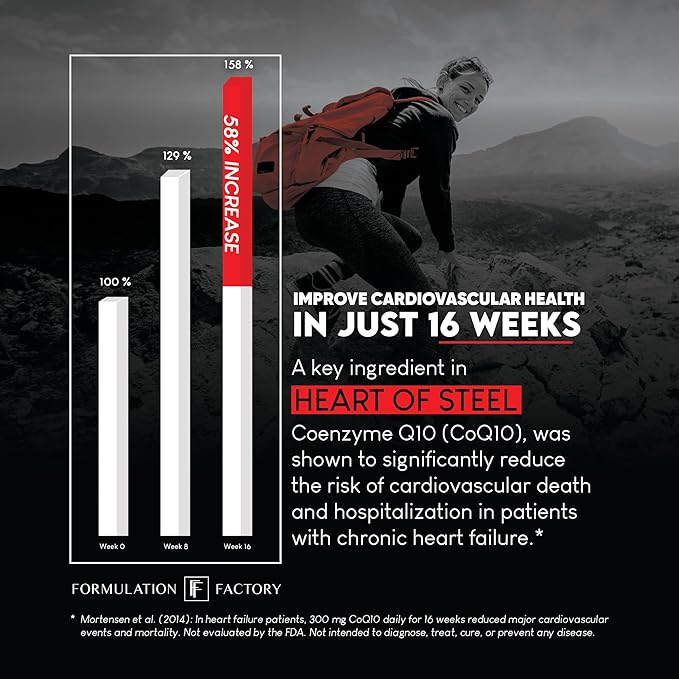 Formulation Factory Heart of Steel: 10-in-1 Metabolic Maximizer Nitric Oxide Supplement, Blood Pressure Support, L Arginine, L Citrulline Natural Pre-Workout: Energy Management 240 Count (2 Pack)
