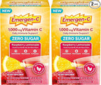 Emergen-C Zero Sugar 1000 mg Vitamin C Powder for Daily Immune Support Caffeine Free Vitamin C Supplements with Zinc & Manganese,B Vitamins&Electrolytes, Raspberry Lemonade Flavor 36 Count(Pack of 2)