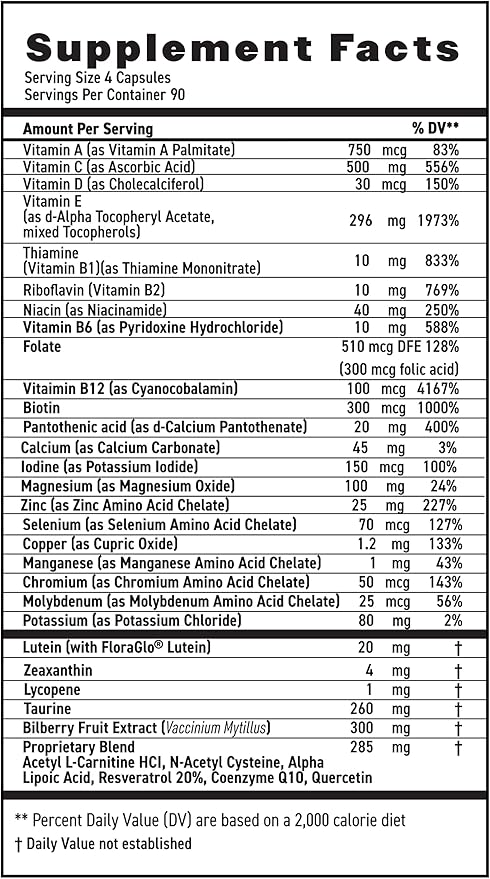 MaxiVision AREDS 2 Whole Body Formula - AREDS 2 Eye Vitamins with Lutein and Zeaxanthin - for Macular Support - Eye Supplements for Eye Strain - 360 Capsules