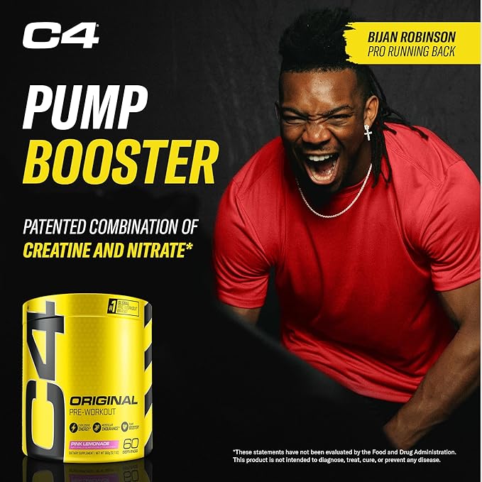 C4 Original Pre Workout Powder Pink Lemonade Vitamin C for Immune Support Sugar Free Preworkout Energy for Men & Women 150mg Caffeine + Beta Alanine + Creatine 60 Servings
