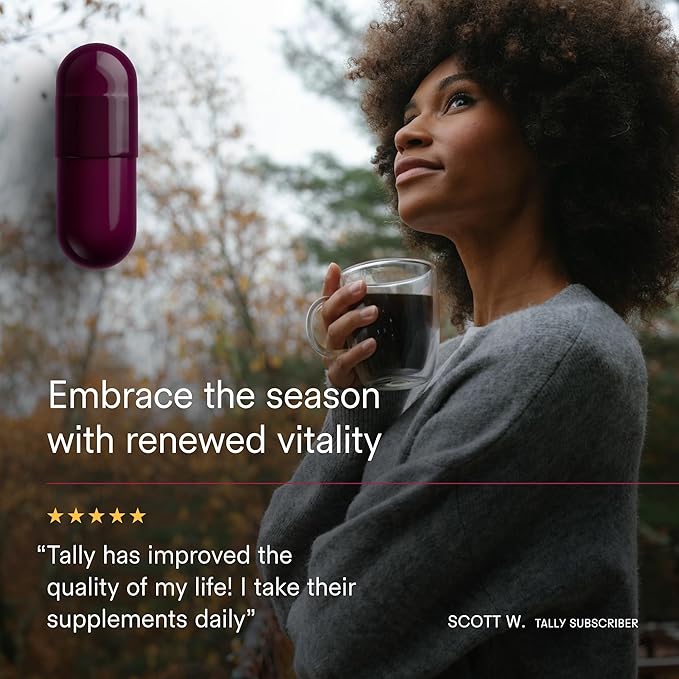 Tally Health Vitality Longevity Formula – Spermidine + Fisetin + Quercetin + Resveratrol + Calcium Alpha-Ketoglutarate | Supports Cellular Renewal, Healthy Aging, Energy & Autophagy | 120 Capsules
