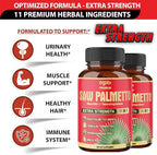 2 Packs 60 Counts 4 Months - Saw Palmetto Capsules 5300 mg - 11in1 with Ashwagandha, Turmeric, Tribulus, Maca, Green Tea, Holy Basil & More - Extract for Prostate, Skin & Immune Support