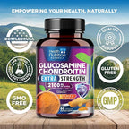 Glucosamine Chondroitin MSM Complex - 3X Strength Joint Support Supplement with Glucosamine Sulfate, Turmeric, Boswellia - For Cartilage, Mobility & Flexibility - Bottled in USA - 60 Capsules