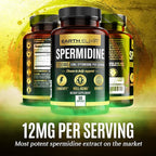 Earth Elixir Spermidine Supplements 1200mg (90 Capsules) – Anti Aging - 3rd Party Tested (12mg Spermidine Powder) Max Purity - 100% Pure Espermidina- Fermented Wheat Germ Extract - NMN Alternative