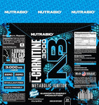 NutraBio – L-Carnitine Liquid Shots – 3000mg, (Blue Razz) – 10mg of Vitamin B-5 – Zero Carbs & Sugars – Energy Production – Muscle Recovery