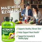 NATURELO Vitamin E Capsules 180 mg - 90 Vegan Capsules | Supports Skin, Hair, and Nails | Immune and Eye Health | Natural Mixed Tocopherols & Whole Foods | Non-GMO, Dry Vitamin E