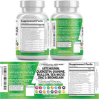 Clean Nutraceuticals Artemisinin Quercetin Zinc Mullein Quinine Supplement with Sea Moss Bromelain Ashwagandha Root Nettle Leaf Bladderwrack Burdock Root Monolaurin Colostrum Rutin