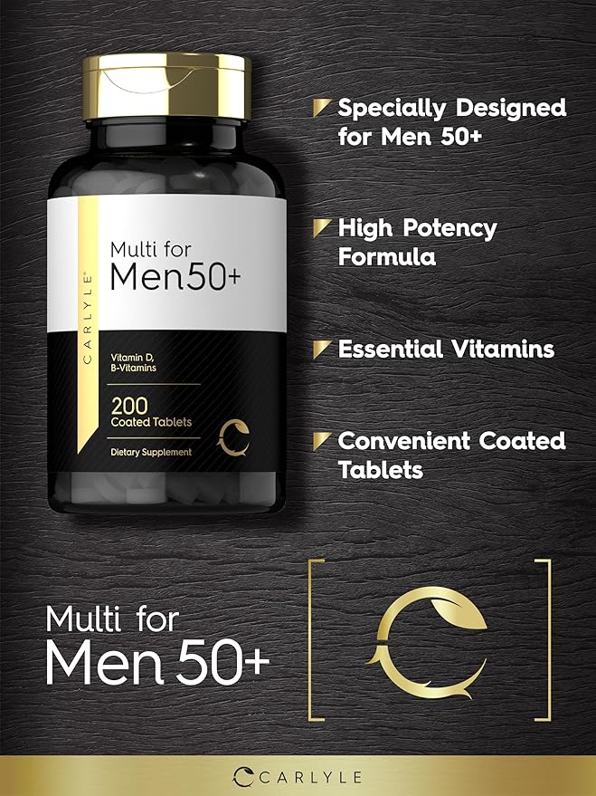 Carlyle Multivitamin for Men 50+ | 200 Count | with B Vitamins, Vitamin D, Magnesium & Zinc | Non-GMO, Gluten Free Supplement