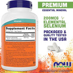 Now Foods Selenium 200mcg Capsules, 300 Count - L Selenomethionine Mineral Supplement for Women & Men - Veg Caps, Non-GMO, Vegan Friendly, Yeast-Free