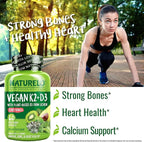 NATURELO Vitamin D3 K2 - Vegan K2+D3 with Plant Based D3 from Lichen - Natural D3 Supplement for Immune System, Bone Support, Heart Health - Whole Food - Non-GMO - Gluten Free, 60 Capsules (Pack of 2)