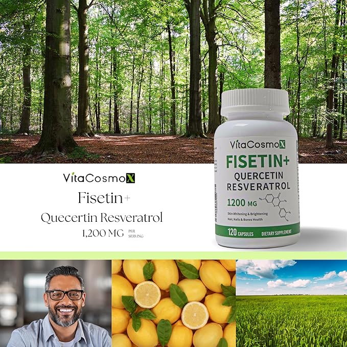 Fisetin Quercetin Resveratrol Supplement, 1,200 mg, 120 Veggie Capsules 100% Vegetarian, Non-GMO & Gluten Free (3)