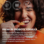 Bronson Probiotic 50 Billion CFU + Prebiotic with Apple Polyphenols & Pineapple Fruit Extract for Women & Men Non-GMO, 60 Vegetarian Capsules