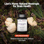 Energized Lions Mane Supplement Capsules (120ct),Brain Supplements for Memory and Focus, Nootropic for Brain Fog Relief Made in USA,30% Polysaccharides,Natural Brain Health Support