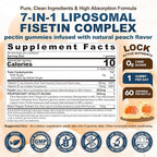 1Pack Liposomal Fisetin 200mg Liquid Gummies + 2Pack Moringa Gummies 1000mg, Sugar Free