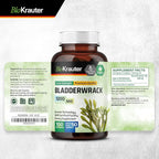 BIO KRAUTER® Bladderwrack for Thyroid Support - Vegan Iodine Supplement 1200 mg per Serving - Bladderwrack 100 Capsules, 50 Days of Supply, Non-GMO - Natural Seaweed Supplement