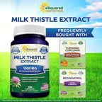 aSquared Nutrition Milk Thistle Supplement - 200 Capsules, Max Strength 4X Concentrated Extract 4:1 Milk Thistle Seed Powder Herb Pills, Silymarin Extract for Liver Support, Cleanse, Detox