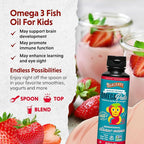 Barlean's Omega Pals Sensational Straw-Nana Flavored Omega-3 for Kids, Yummy Children's Liquid Fish Oil Supplement with 1,483 mg ALA, Non-GMO, Vegan for Brain and Eye Health, 8 oz, 2 Pack