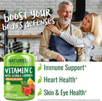 NATURELO Vitamin C with Organic Acerola Cherry Extract and Citrus Bioflavonoids - Vegan Supplement - Immune Support - 500 mg VIT C per Cap - Non-GMO - 90 Capsules