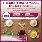 Intimate Rose Myo-Inositol & D-Chiro Inositol Supplement with Folate and Vitamin D - Support Hormonal Balance, Regular Cycles and Ovarian Health - 30-Day Supply - 40:1 Ratio Capsules