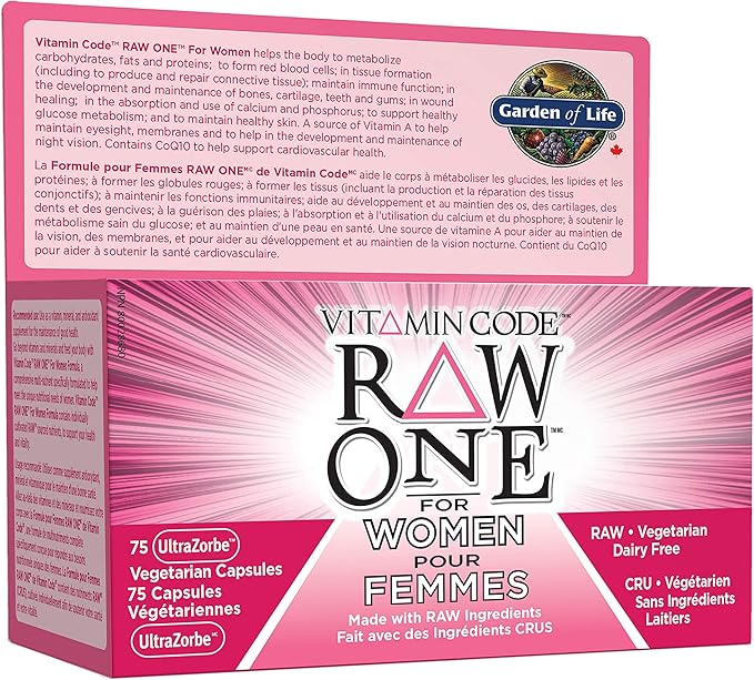 Garden of Life Vitamin Code Raw One for Women, Once Daily Women's Multivitamin - 75 Capsules, One a Day Vitamins Whole Food Iron, Probiotics for Digestive Health, Gluten Free Vegetarian, (Pack of 6)
