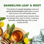 LeafLea Dandelion Root and Leaf Tea Bags, 40 Count, Roasted Dandelion Root Tea Blend, Natural Herbal Tea for Digestion & Wellness, Te de Diente de Leon, Individually Wrapped, Caffeine-Free, No Sugar
