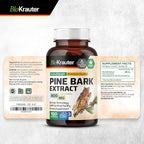 BIO KRAUTER® Pine Bark Extract for Circulatory & Antioxidant Support - Vegan French Maritime Pine Bark Herbal Supplements - Natural Antioxidants & Skin Support - 400 mg per Serving, 100 Сapsules