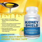 Kidney Shield Omega 3 Fish Oil Supplements - DHA EPA Omega 3 Supplement for Women & Men Kidney Health - Omega3 to Support Normal Kidneys Function & Cleanse, Detox & Repair - 120 Lemon Softgels