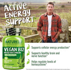 NATURELO Vegan B12 - Methyl B12 with Organic Spirulina - High Potency Vitamin B12 1000 mcg Methylcobalamin - Supports Healthy Mood, Energy, Heart & Eye Health - 90 Capsules