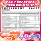 Methylated Multivitamin Gummies for Teen Girls 12-17, Methylfolate, Iron, Collagen, D3 K2, Magnesium, Zinc, Daily Vitamins A C E, B Complex for Teenager Growth, Skin, Bone, Energy - Sugar Free, 60 Cts