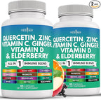Quercetin Zinc Vitamin C Vitamin D Bromelain Elderberry - Nettle Supplement with Artemisinin, Sea Moss, Echinacea - 120 Count
